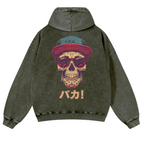 Skull Vintage Washed Cotton Back Art Hoodie