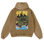 Octopus Monster Vintage Washed Cotton Back Art Hoodie