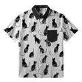 Black Cat White Button-up Shirt