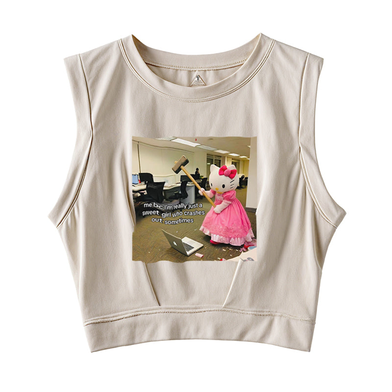 I'm Really Just A Sweet Girl Sleeveless Crop Top