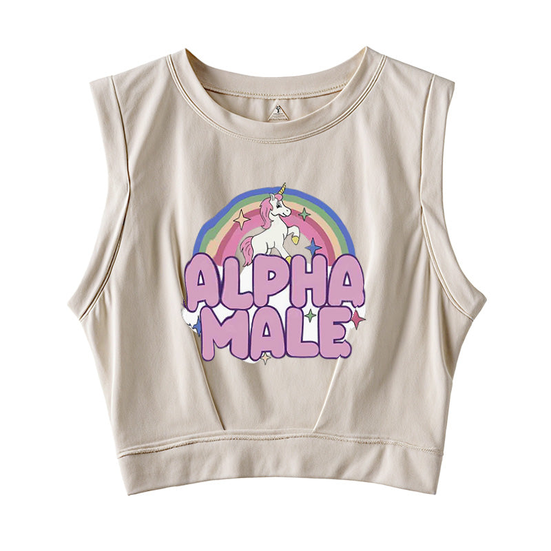 Rainbow Unicorn Alpha Male Sleeveless Crop Top