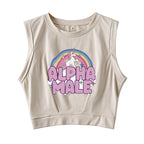 Rainbow Unicorn Alpha Male Sleeveless Crop Top