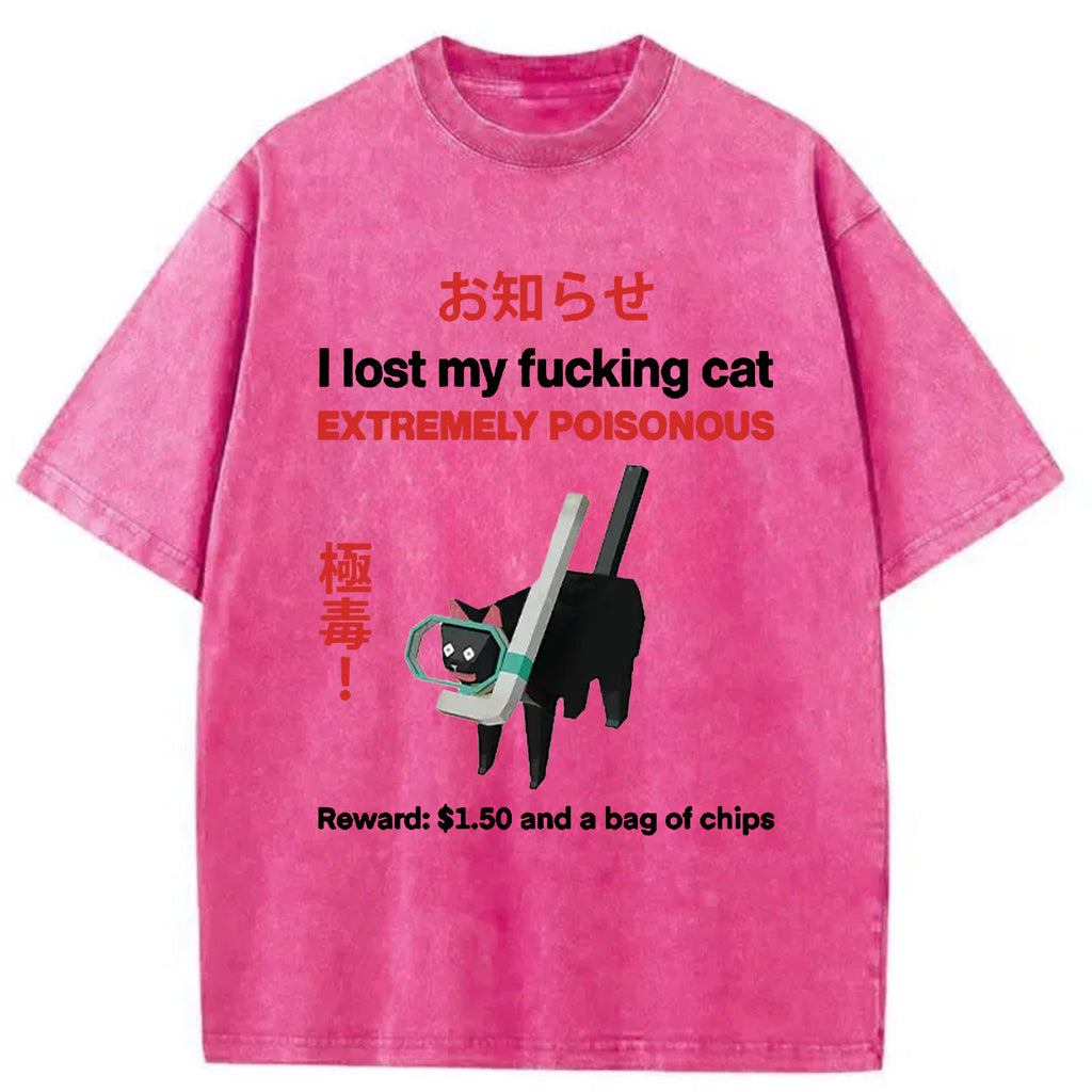 Find The Toxic Cat Funny Washed T-Shirt