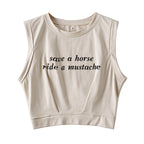 Save A Horse Ride A Mustache Sleeveless Crop Top