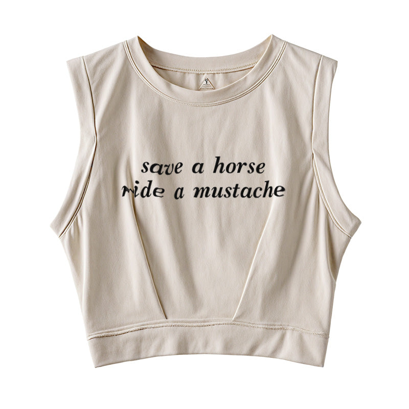 Save A Horse Ride A Mustache Sleeveless Crop Top