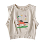 Running Orange Pony Sleeveless Crop Top