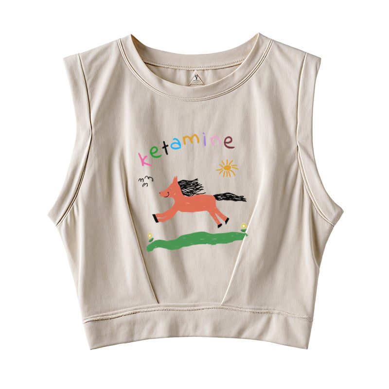 Running Orange Pony Sleeveless Crop Top