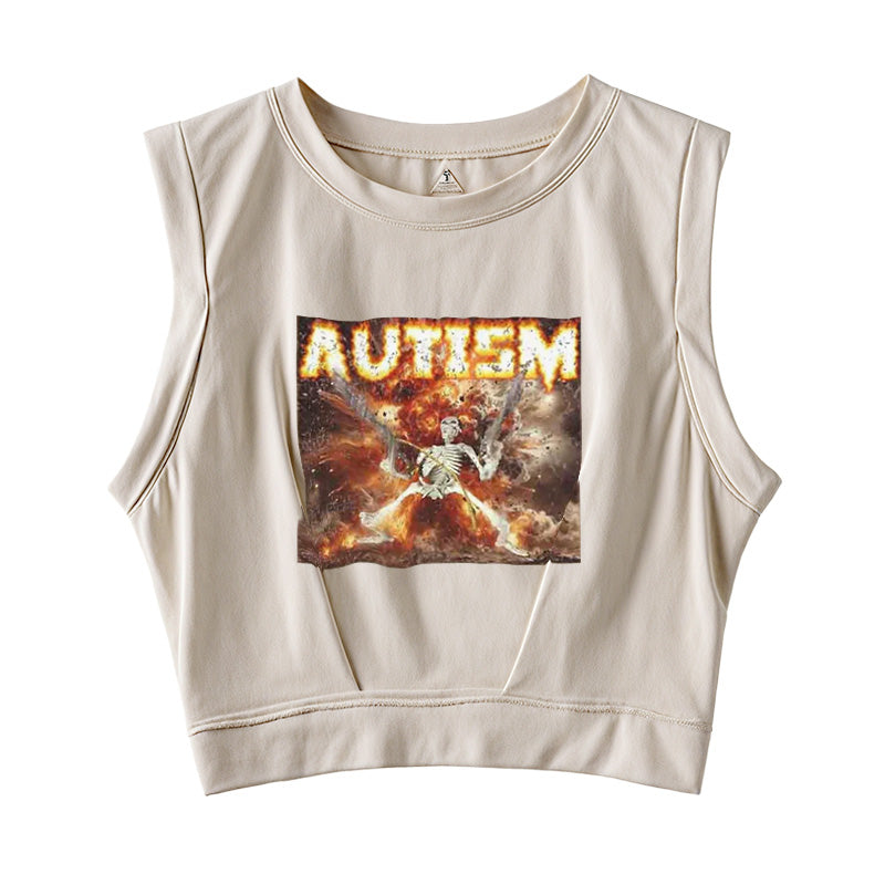 Autism Skeleton Sleeveless Crop Top