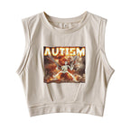 Autism Skeleton Sleeveless Crop Top