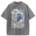 The Great Wave Off Tardis Washed T-Shirt