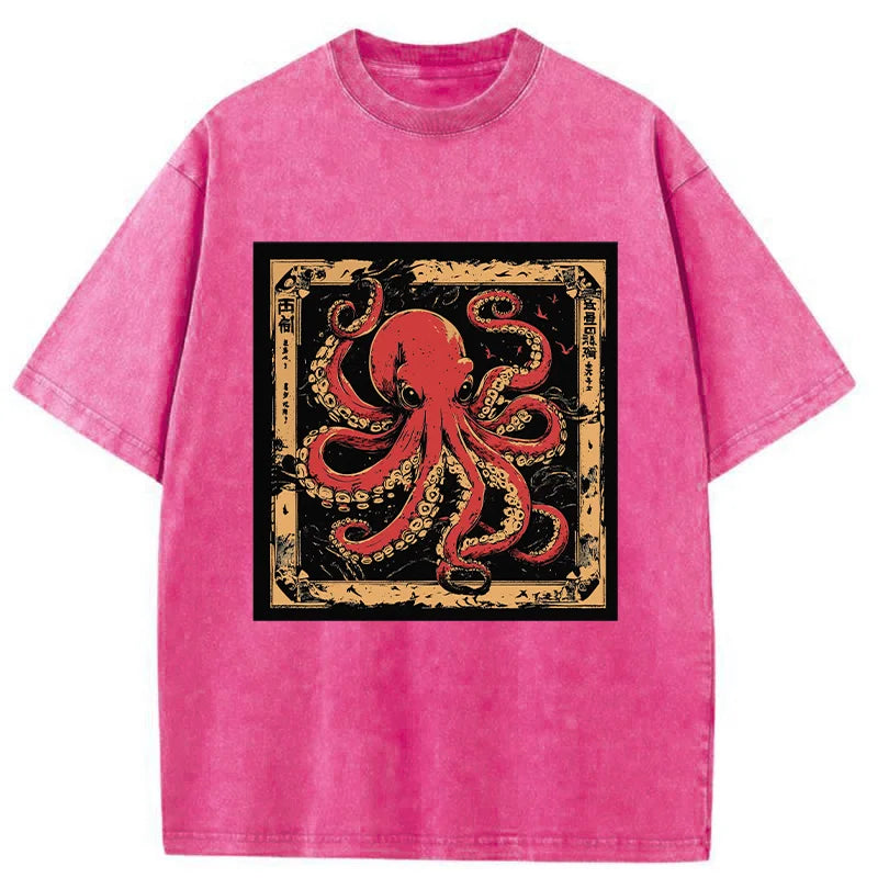 Retro Octopus Washed T-Shirt