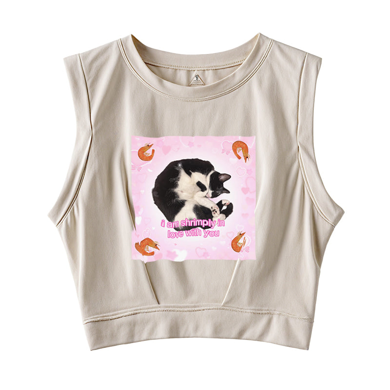 I Am Shrimply in Love with You Sleeveless Crop Top