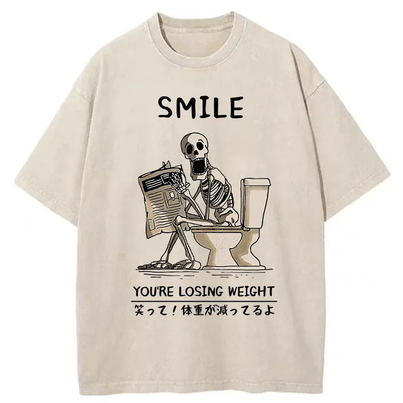 Skeleton Losing Weight Washed T-Shirt