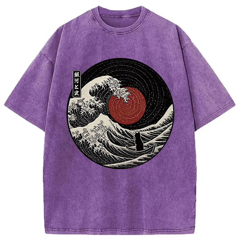 The Solitary Wanderer Cat Washed T-Shirt