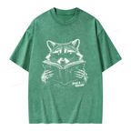 Unisex Funny Raccoon Printed Washed Tee