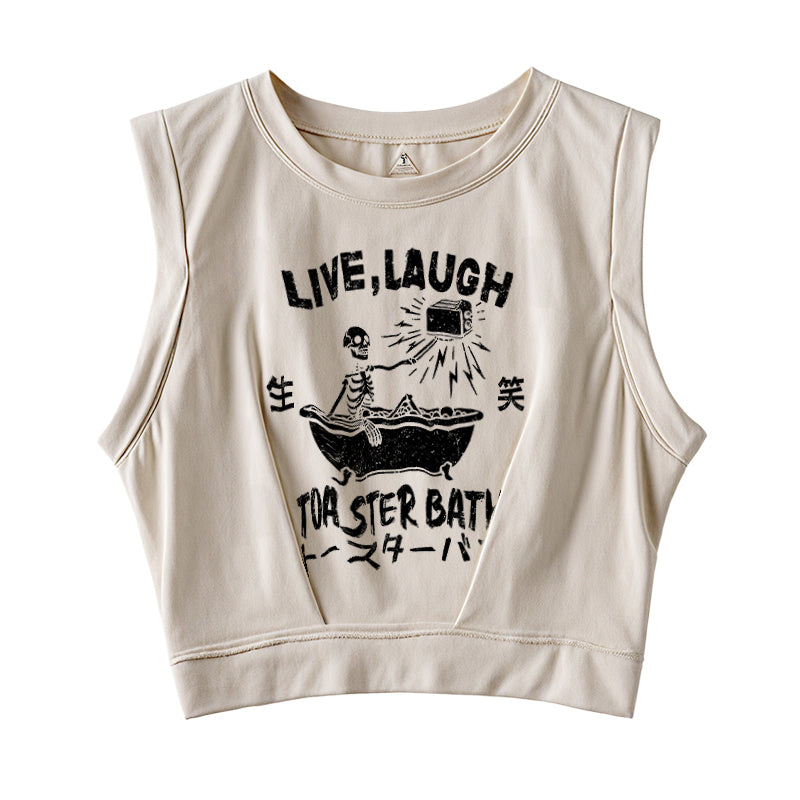 Funny Electric Shock Skeleton Sleeveless Crop Top