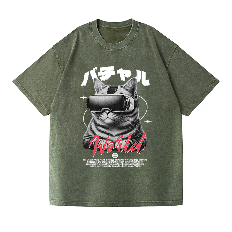 VR Cat Washed T-Shirt