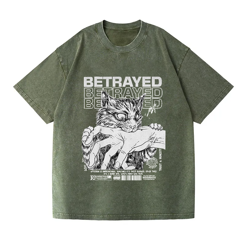 Angry Cat Washed T-Shirt
