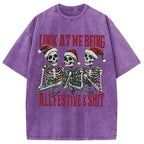 Funny Christmas Skull Washed T-Shirt