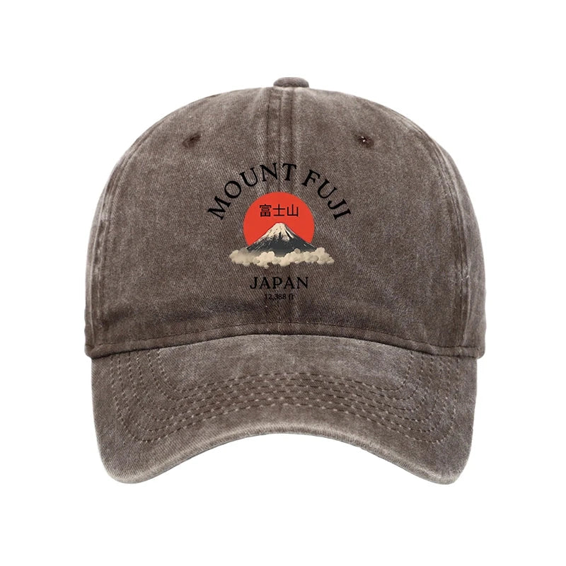 Japan Mount Fuji Sun Unisex Washed Cap