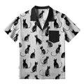 Black Cat White Hawaiian Shirt