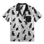 Black Cat White Hawaiian Shirt