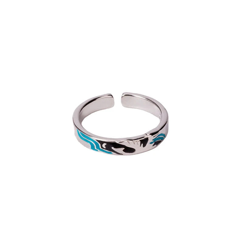 The Great Wave Off Birds Women Couple Ring