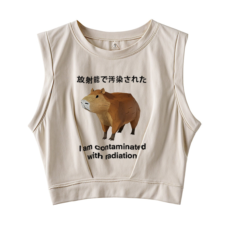 Capybara Contaminated By Radiation Sleeveless Crop Top