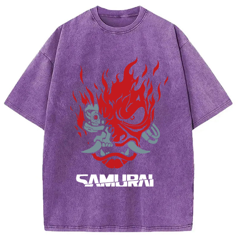 Vintage Samurai Retro Japanese Washed T-Shirt