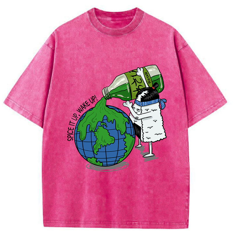 Funny Rice Ball With Wasabi Washed T-Shirt