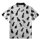 Black Cat White Button-up Shirt