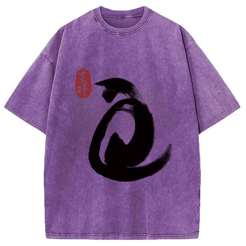 Vintage Ink Cat Washed T-Shirt
