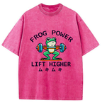 Muscular Weightlifting Frog Washed T-Shirt
