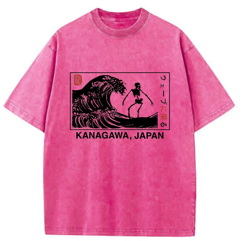 Skeleton Surfing Japan Washed T-Shirt