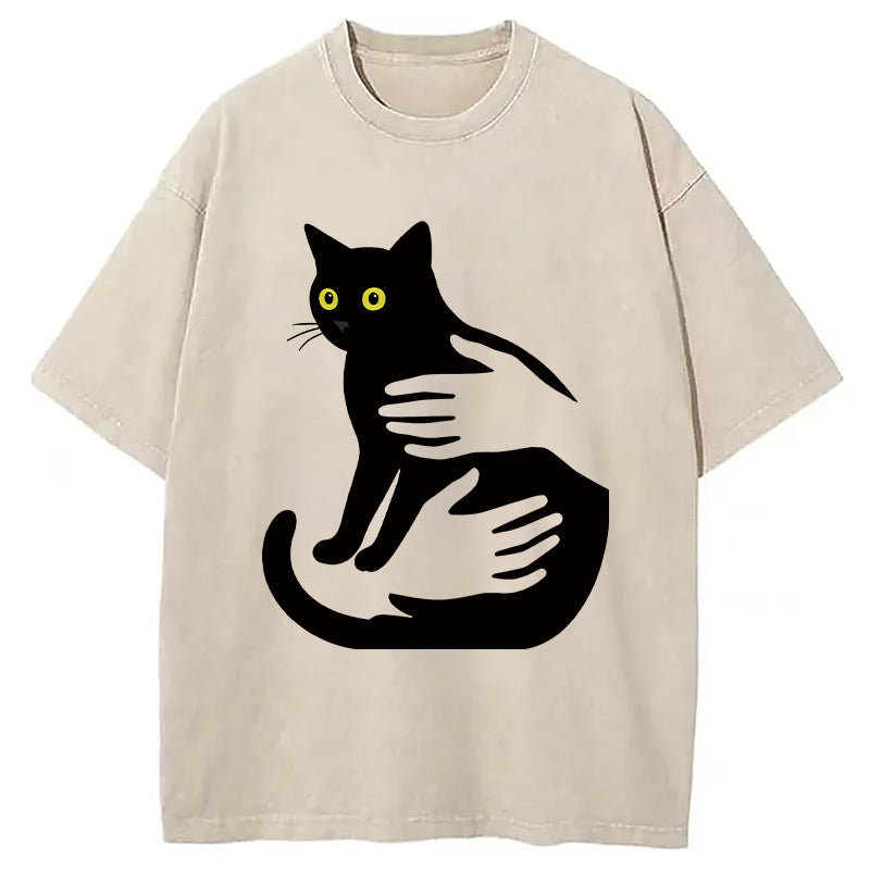 Hug A Black Cat Washed T-Shirt