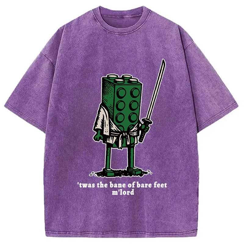 Funny Building Blocks Samurai Washed T-Shirt