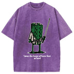 Funny Building Blocks Samurai Washed T-Shirt