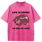 Unisex Short Legs Short Life Washed T-Shirt