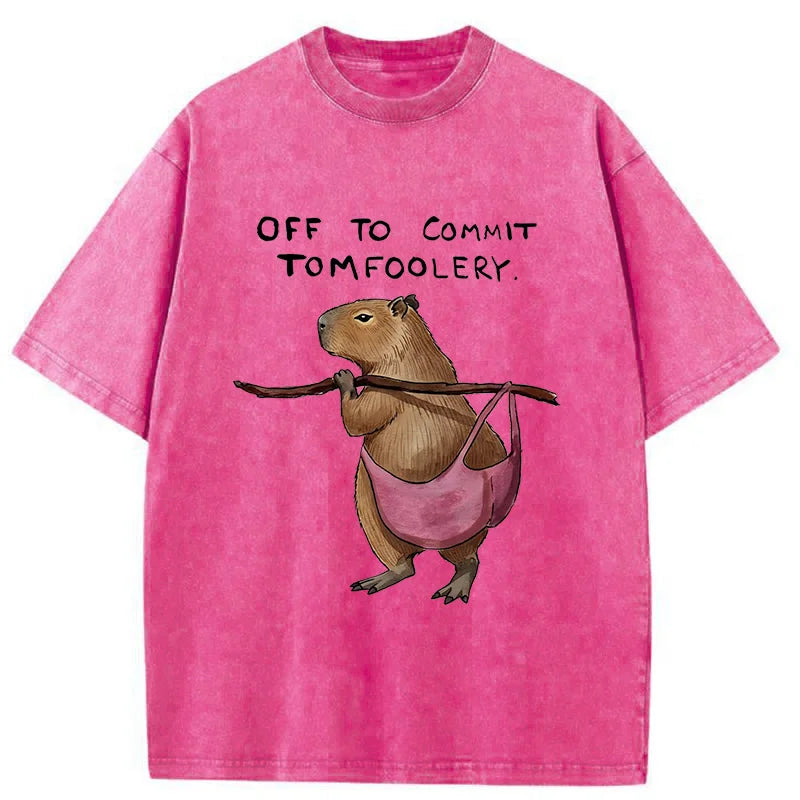 Unisex Capybaras That Do Bad Things Washed T-Shirt