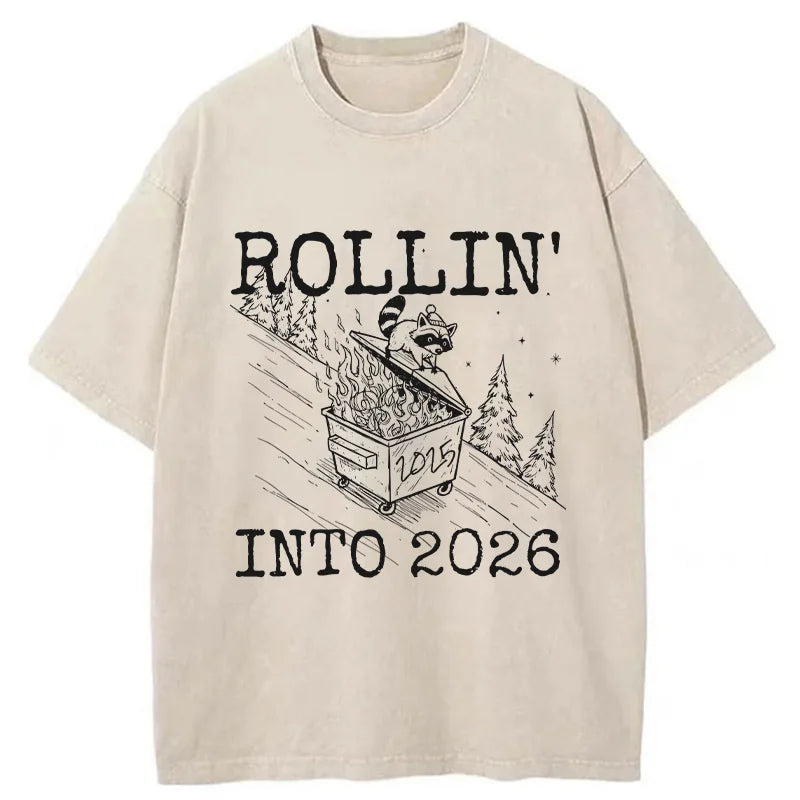 Unisex Rollin' Into 2026 Washed T-Shirt