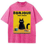 Unisex Bonjour Mon Amour Washed T-Shirt