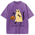 Halloween Cat Soul Washed T-Shirt