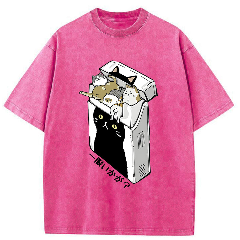 Unisex Have A Catgarette？ Washed T-Shirt