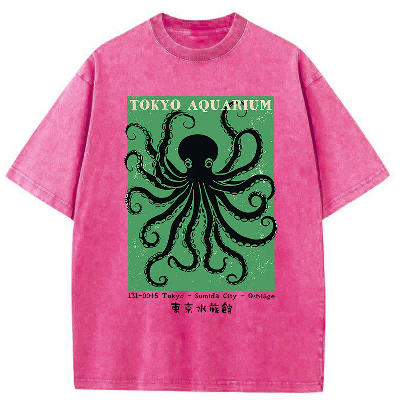 Unisex Tokyo Japanese Aquarium Washed T-Shirt