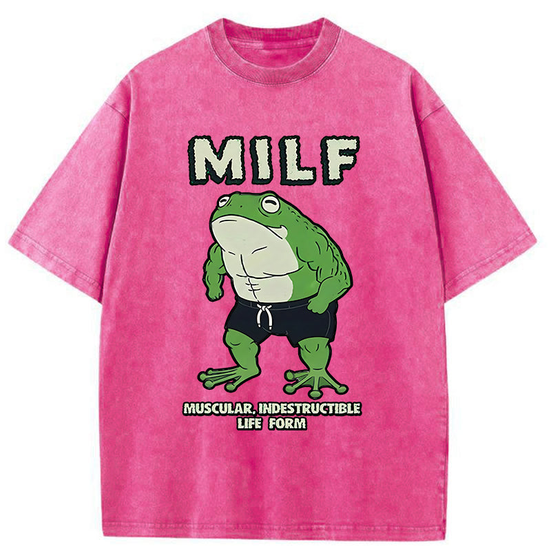 Unisex MILF Frog Washed T-Shirt