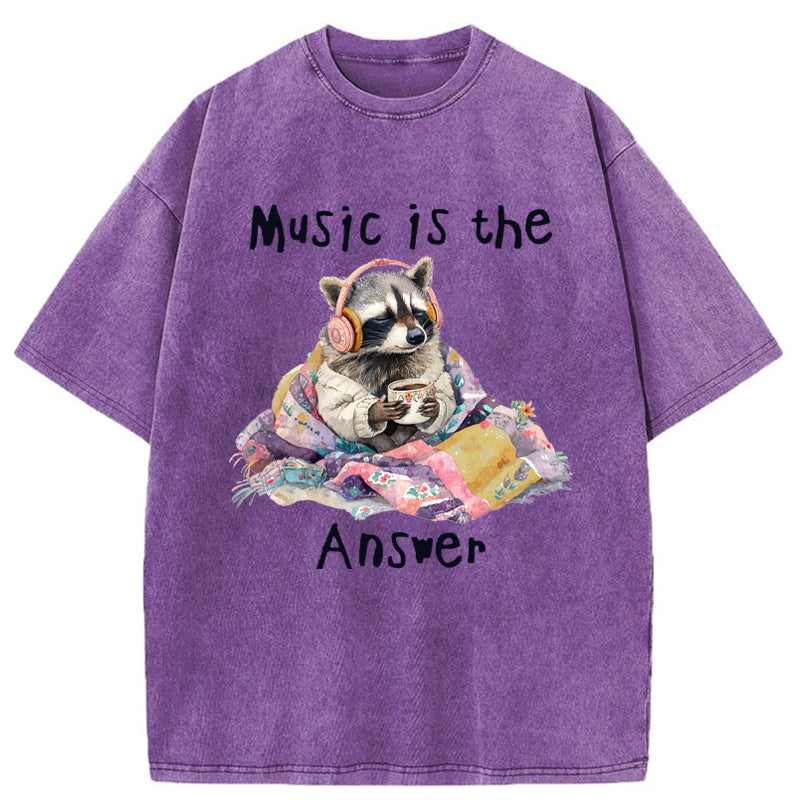 Unisex Music Is The Answer Washed T-Shirt