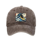 Dinosaur Surfing Japanese Washed Cap