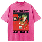 Unisex Frog Eating Spaghetti Washed T-Shirt
