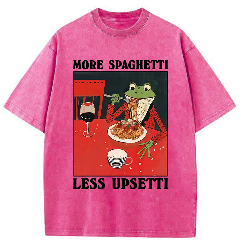 Unisex Frog Eating Spaghetti Washed T-Shirt