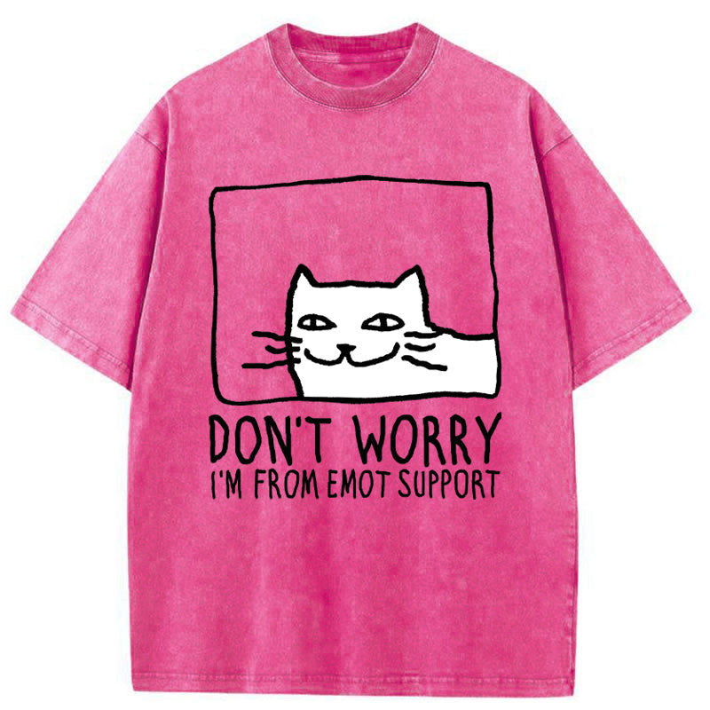Unisex Emotional Support Cat Washed T-Shirt